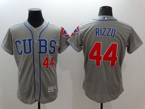 Cubs #44 Anthony Rizzo Grey Flexbase Authentic Collection Alternate Road Stitched MLB Jersey - Click Image to Close